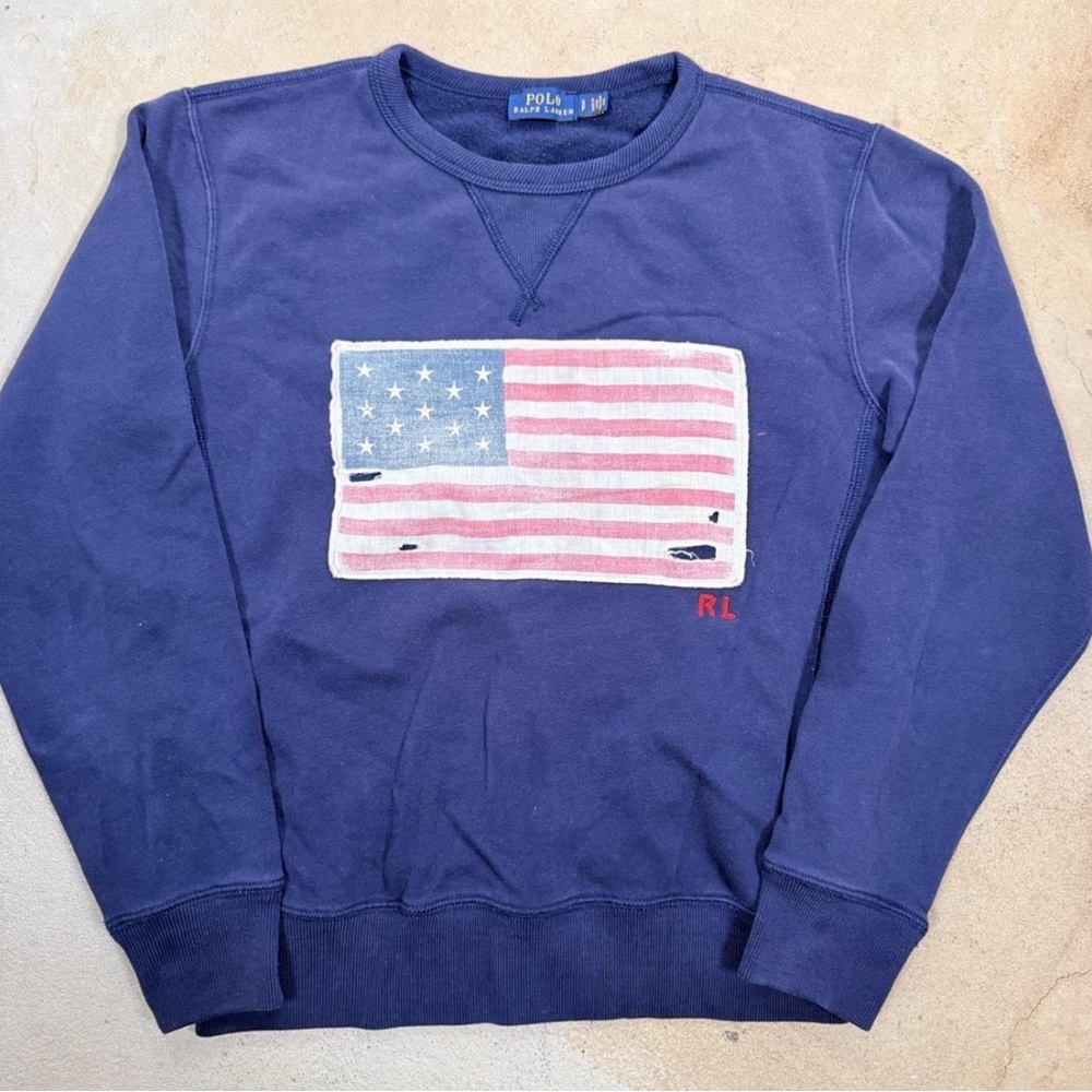 Ralph Lauren Navy Crewneck American flag Sweater